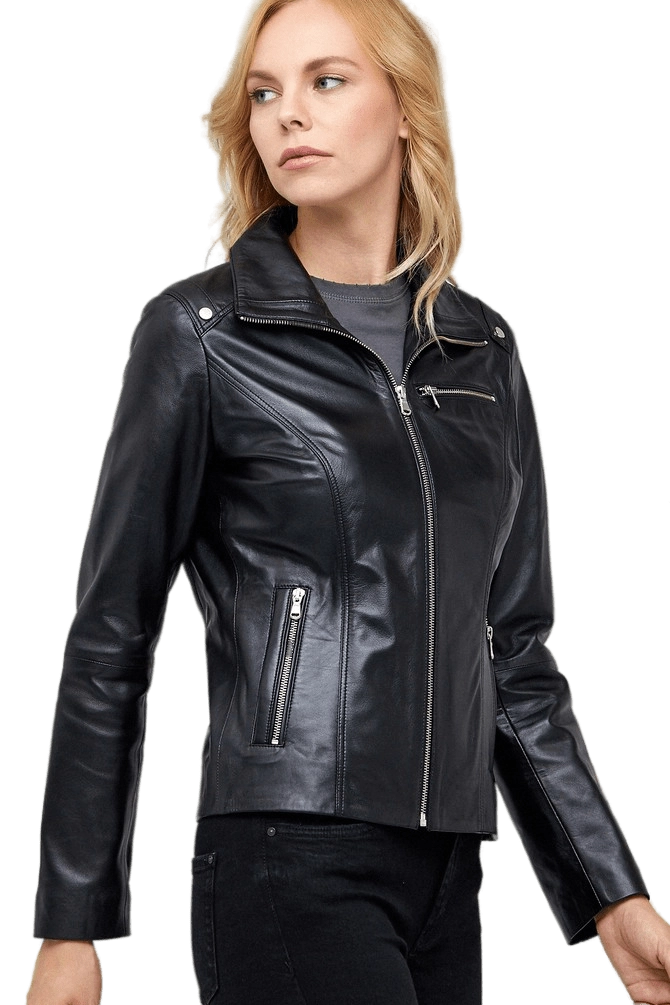 Claris Women's Sheepskin Black Leather Jacket