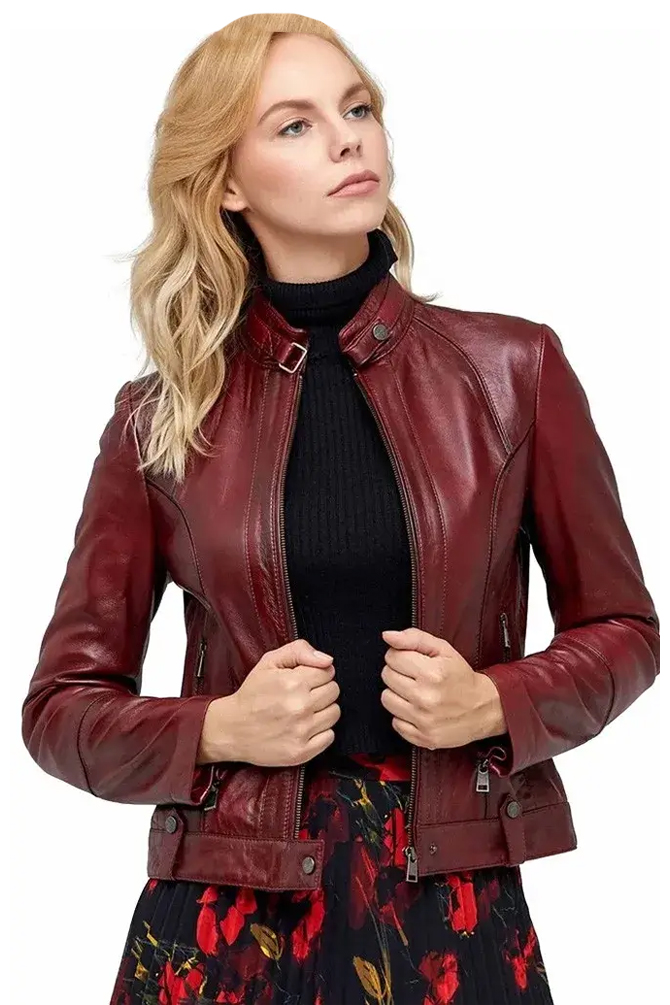 Dahlia Waxed Philippine Brown Genuine Lambskin Leather Women's Fashion Jacket