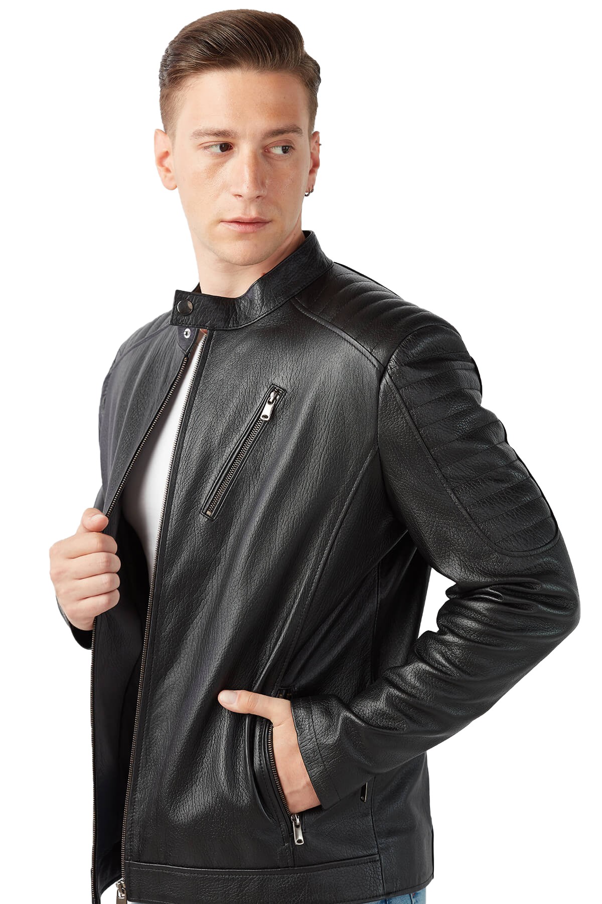 Luigi Genuine Leather Black Jumbo Coat - Fauz Fashions